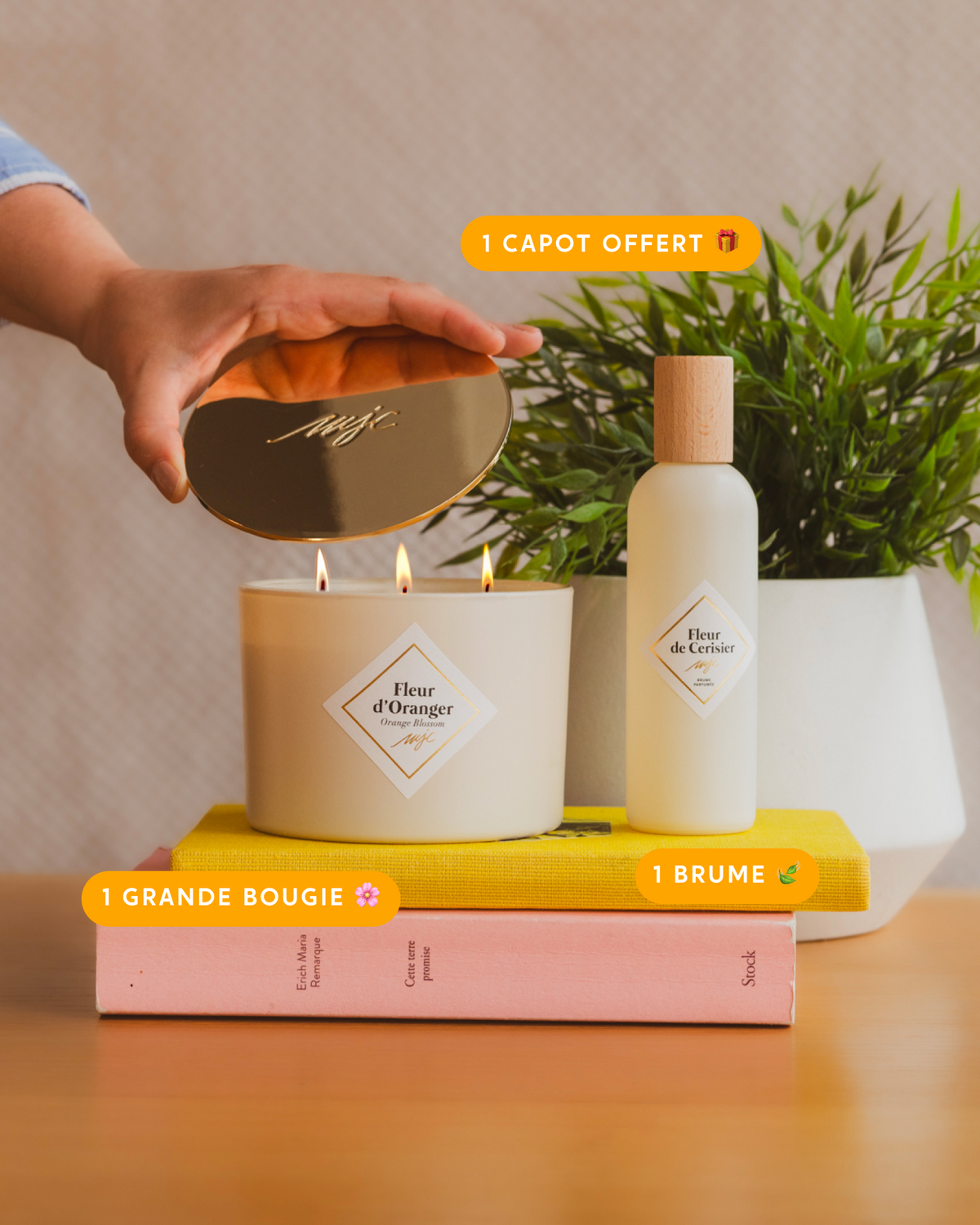 Duo grande bougie et spray parfumés